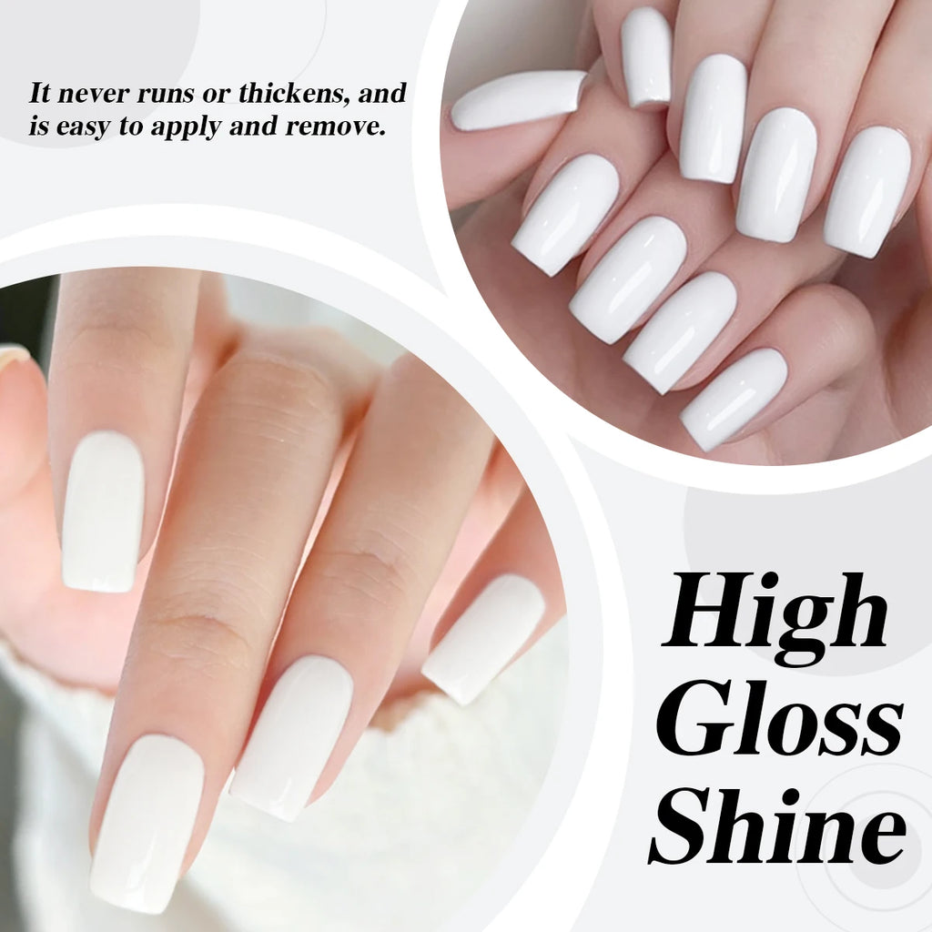 Two 15ml Bottles of White and Black Gel Nail Polish, Glass Bottles, UV/LED Removable Gel Nail Polish, Suitable for DIY Nail Salo