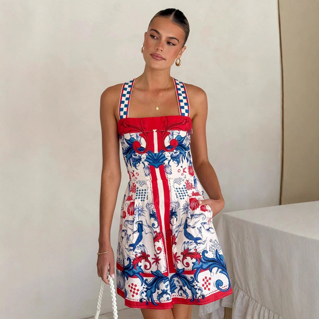 2026 New Temperament Fashion Print Temperament Versatile Slip Dress