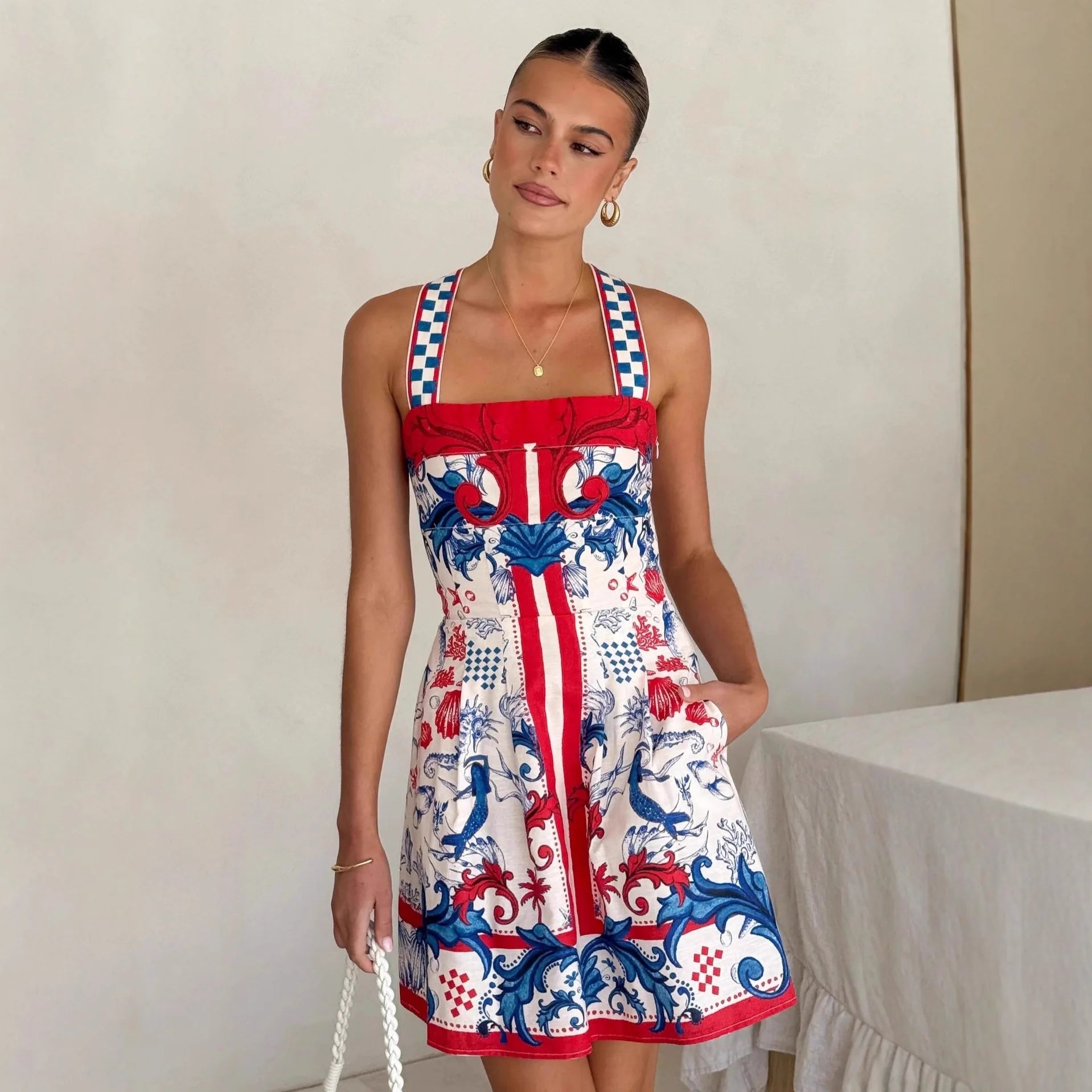 2026 New Temperament Fashion Print Temperament Versatile Slip Dress