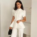 Women's Puff Sleeve Blazer Single-Breasted O-Neck Solid Waist-Closed Lady Coats 2026 Summer Fall Fashion Female Office Outwear