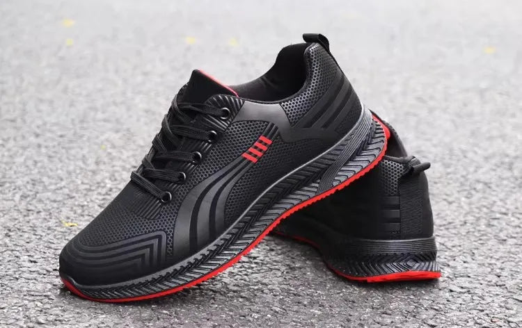 Waterproof Men's Sneakers Casual Running Shoes Soft Bottom Black Leather Sports Shoes