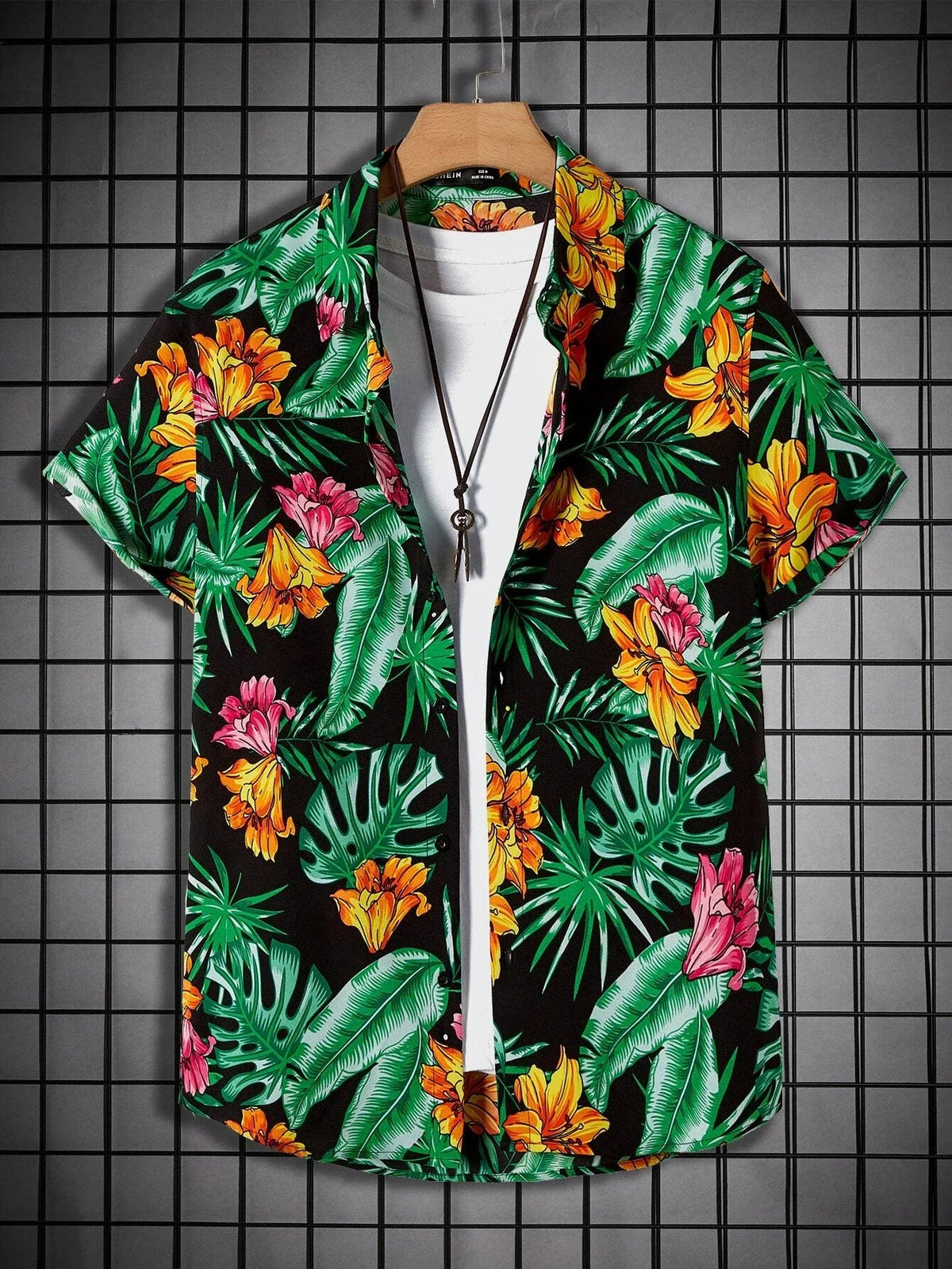 Hawaiian Style Fresh Coconut Print Men's Short-sleeved Fashion Shirt Men's Summer Outdoor Vacation Fashion Short-sleeved Shirt