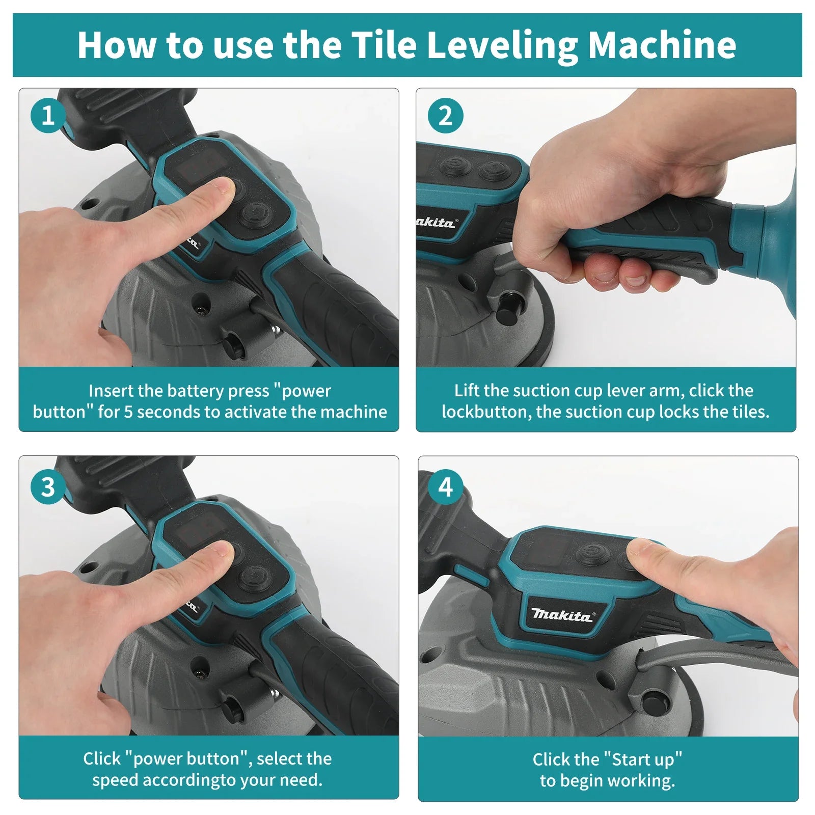 Makita Tile Leveler:8 Gears,10000rpm Vibration Frequency,7500mAh,Fit for Various Materials,With Digital Display&Easy to Use