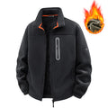 Solid Men's Fleece-Lined Bomber Jacket New Arrival Winter Windproof Stand-Collar Zip-Up Thicken Warm Plush Coat Fashion Clothing