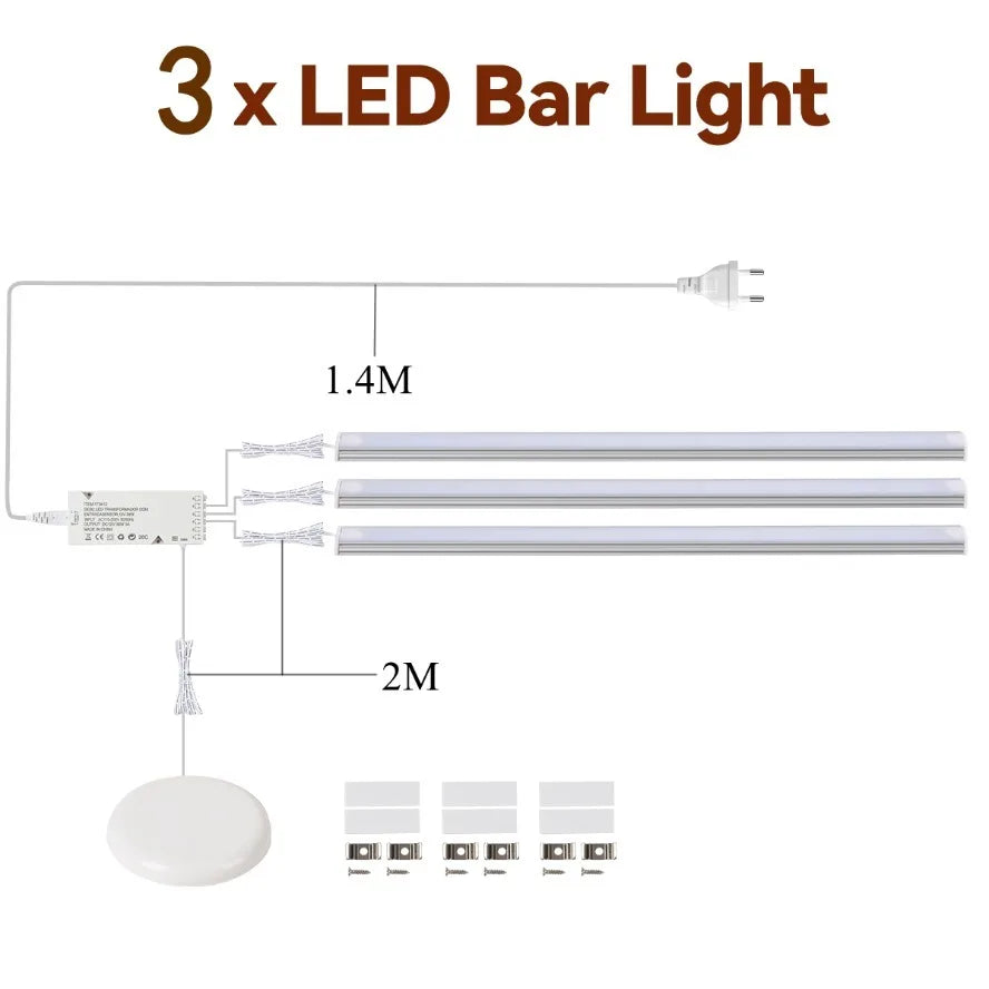1~6Pcs Touch Sensor Switch Mirror Dimmable Sync Cabinet Light LED Strip Kitchen  Pantry Showcase Bedroom Closet Kitchen Lamp