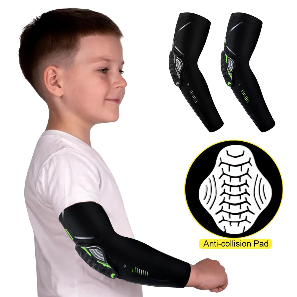1Pcs Kids Arm Elbow Sleeve Pads 5-15 Years Children Youth Sports Compression Protective Elbow Guard for Volleyball, Basketball
