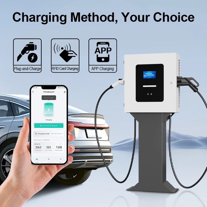Customized Movable Floor-mounted DC Fast EV Charging Station 20kW 30kW CCS2 Connector Commercial High Speed Electric