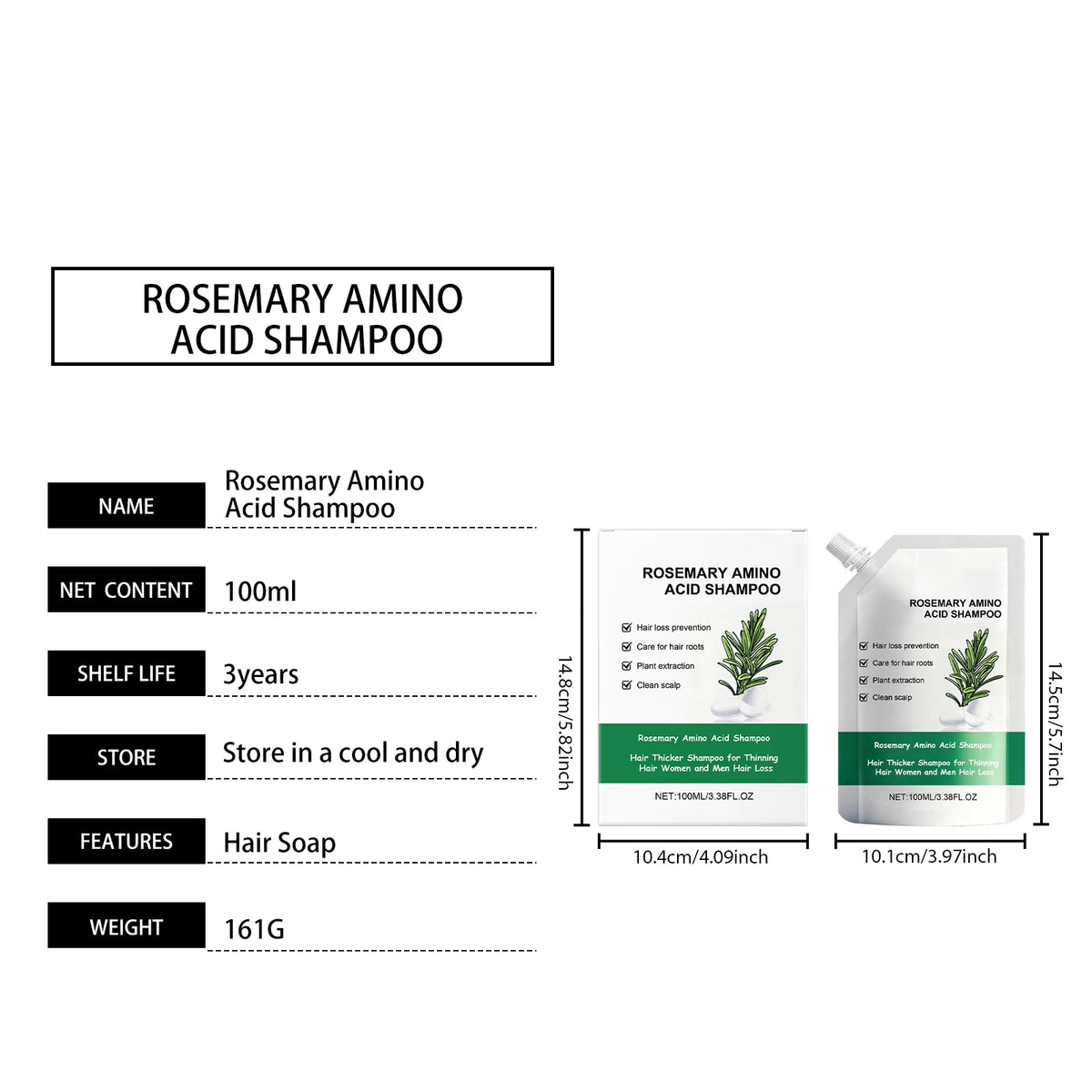 Rosemary Hair Growth Shampoo Prevent Hair Loss Treatment Hair Regrowth Amino Acid Moisturizing Hair Strengthening Shampoo 100ml
