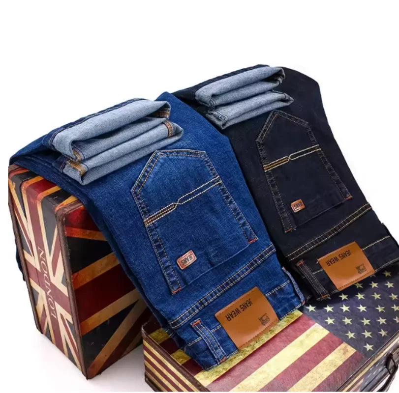 2026 hot-selling straight-cut jeans for men, durable, soft, fashionable work jeans, casual men's jeans