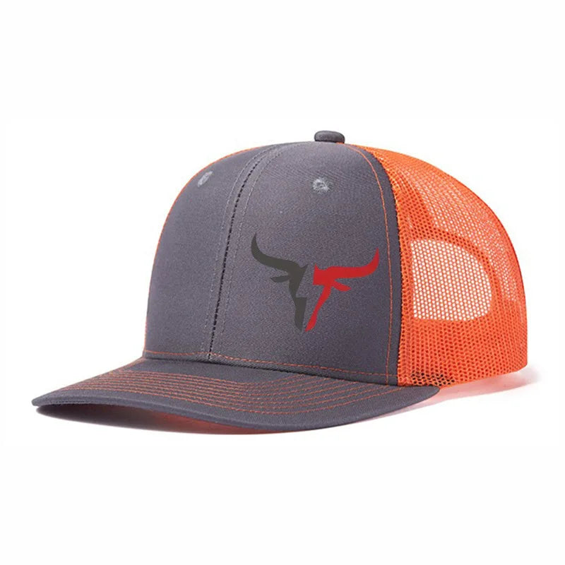 Breathable Adjustable Bull Head Print Baseball Cap - Lightweight Sun Hat for Outdoor Sports, Mesh Design，Perfect for Casual Wear