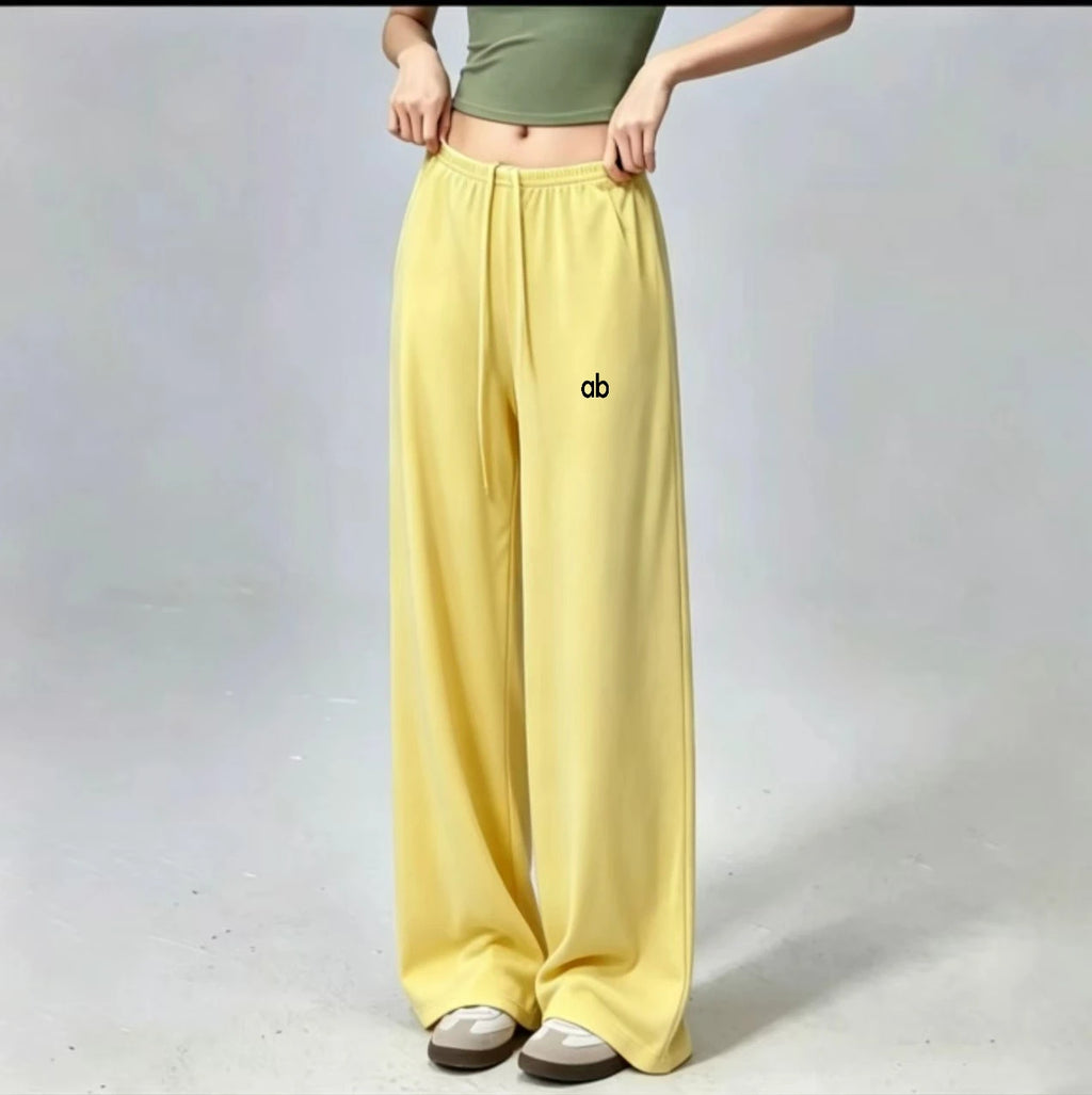 Women Wide Leg Yoga Pants Drawstring Loose Drape Straight Leg Long Pants Fitness Running Pilates Training Sports Trousers