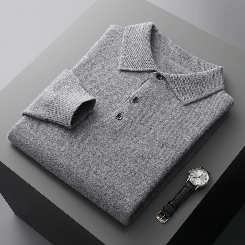 YTFidio 100%Wool Man Sweater POLO-Neck Shirt Casual Jumpers Warm Solid Soft Warm Thickening Knitwear Pullover Tops 134