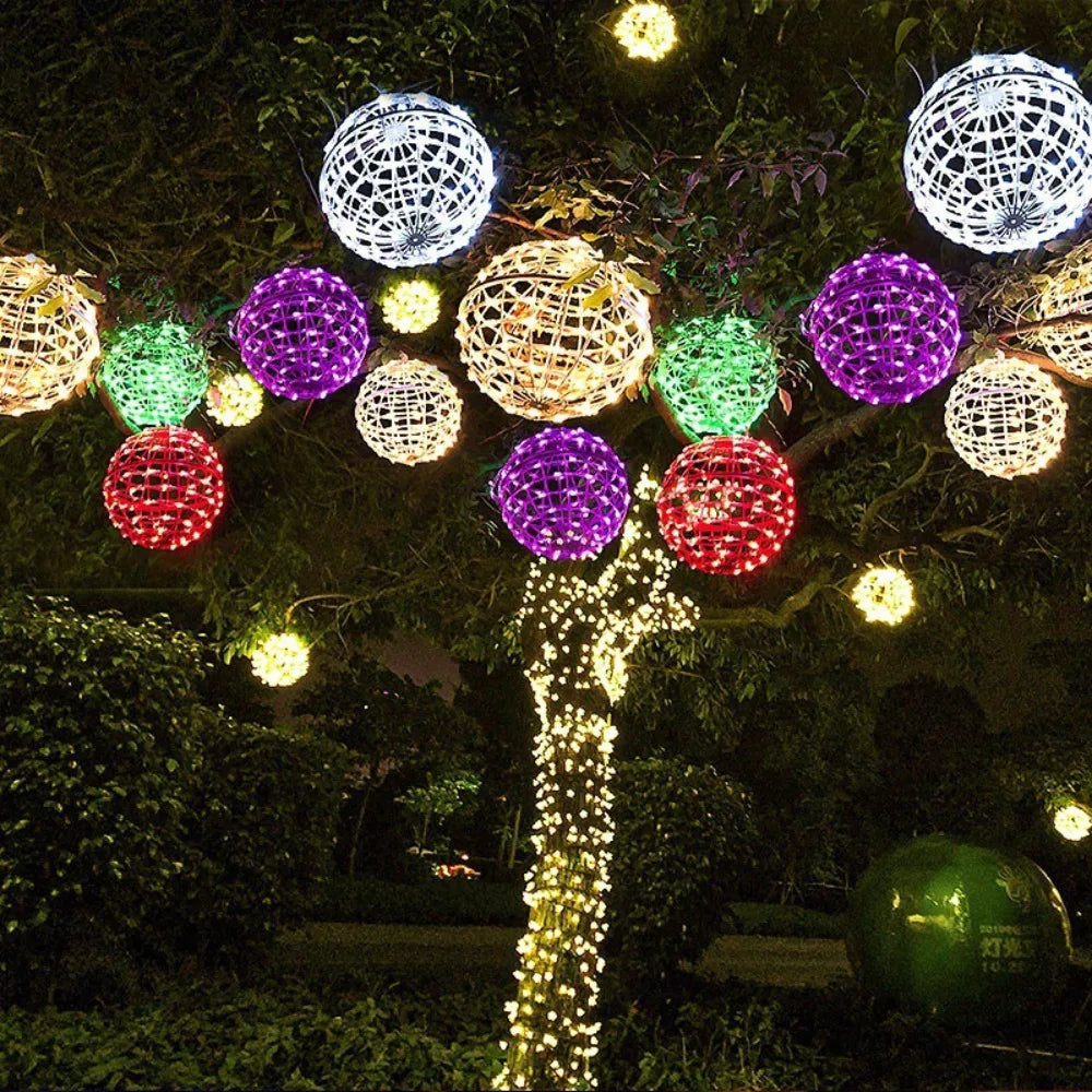 New 20CM Hanging Light LED Light Multiple Colors Rattan Ball LED Fairy Light String Tree