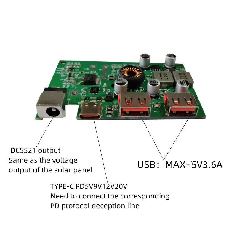 DIY Solar Controller  5V 9V 12V TYPE-C USB-1/USB-2Output Port Voltage Stabilizer Solar Panel Regulator