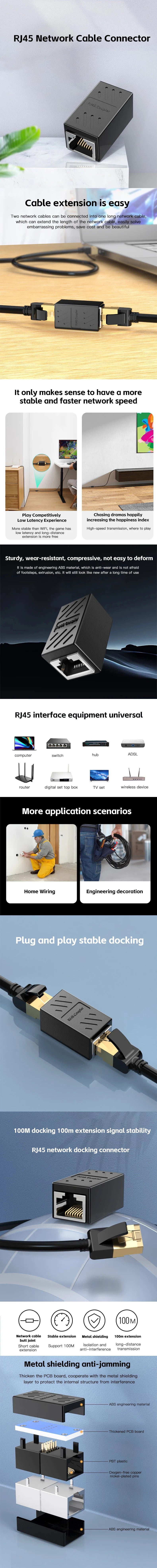 RJ45 CAT5 CAT6 CAT6a Coupler Extender Connector Ethernet Cable Extender Ethernet Coupler Female to Female