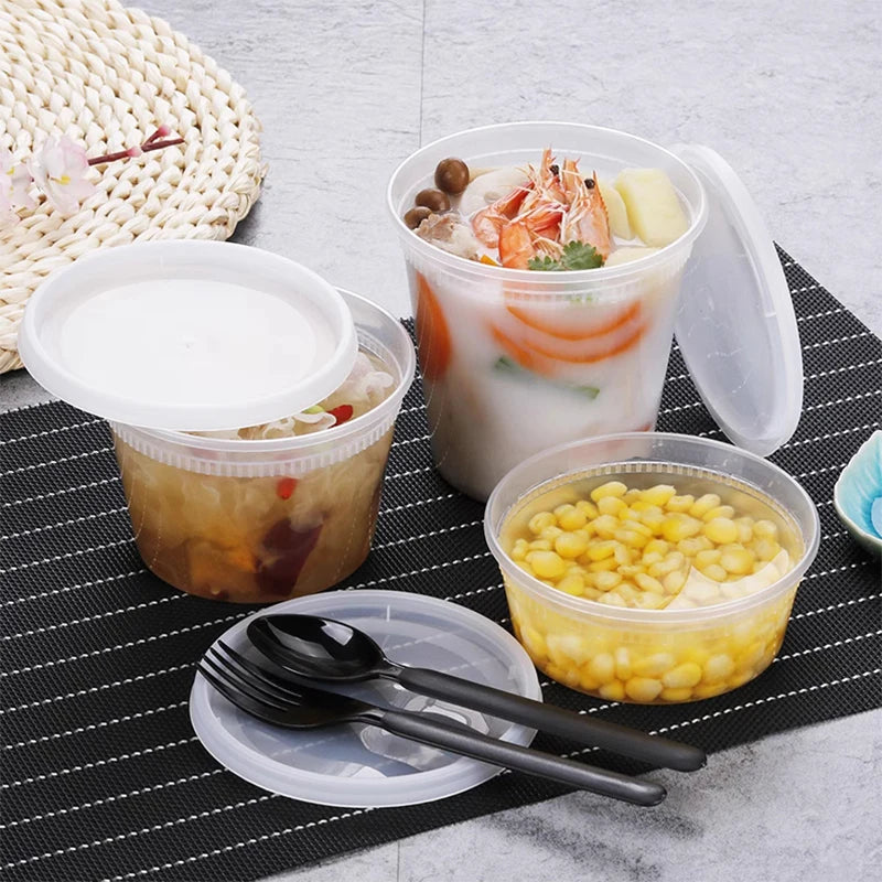 10Pcs Food Storage Box With Lid Clear Food Grade BPA-Free Freezer Microwave Safe Meal Prep Deli Takeaway Food Packing Container