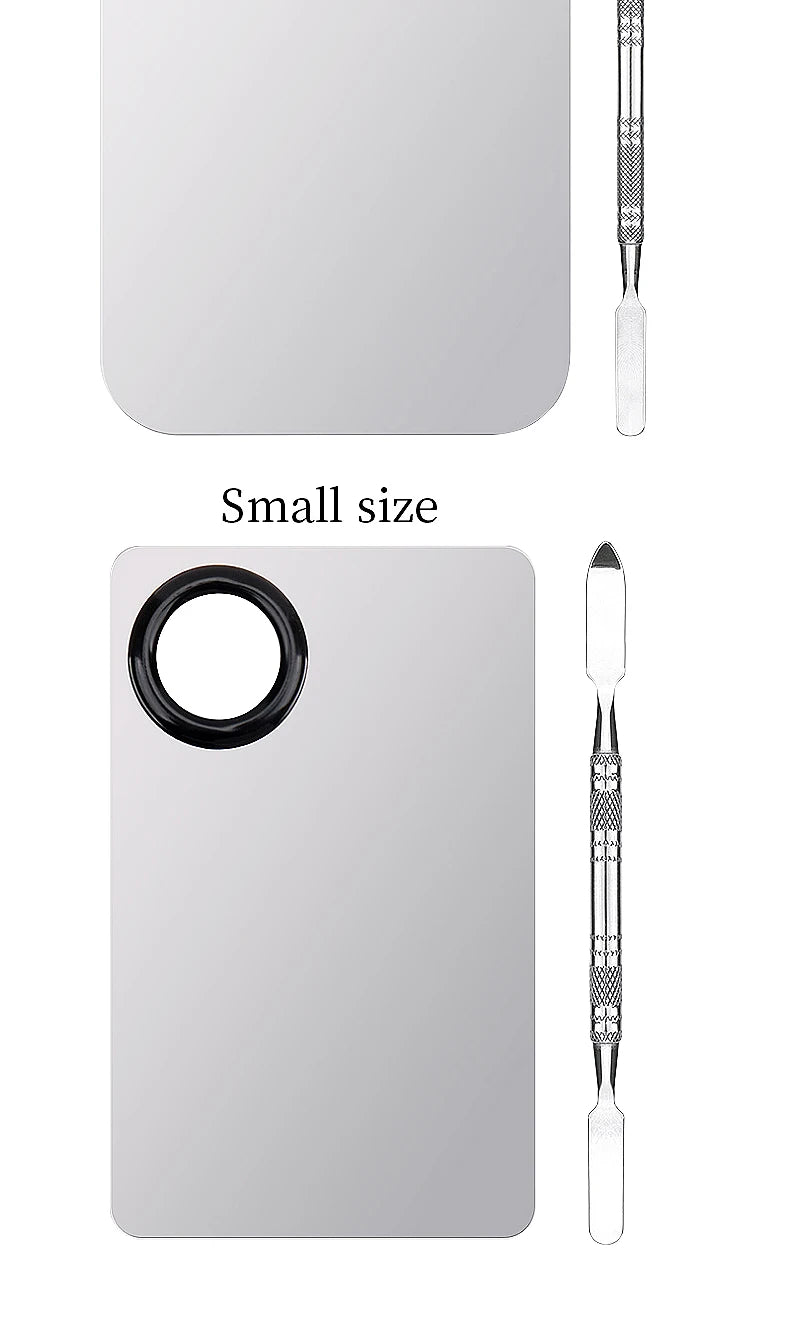 Makeup Mixing Palette Stainless Steel Foundation Lipstick Eye Shadow Mixer Palette with Spatula Rod Color Stick Beauty Tools Set
