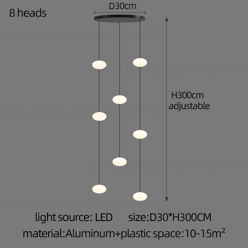 Stairs Modern Chandelier Loft Duplex Living Room Hotel Lobby Long Pendant Nordic Home Decorative Lighting Ball Long Line Pendant