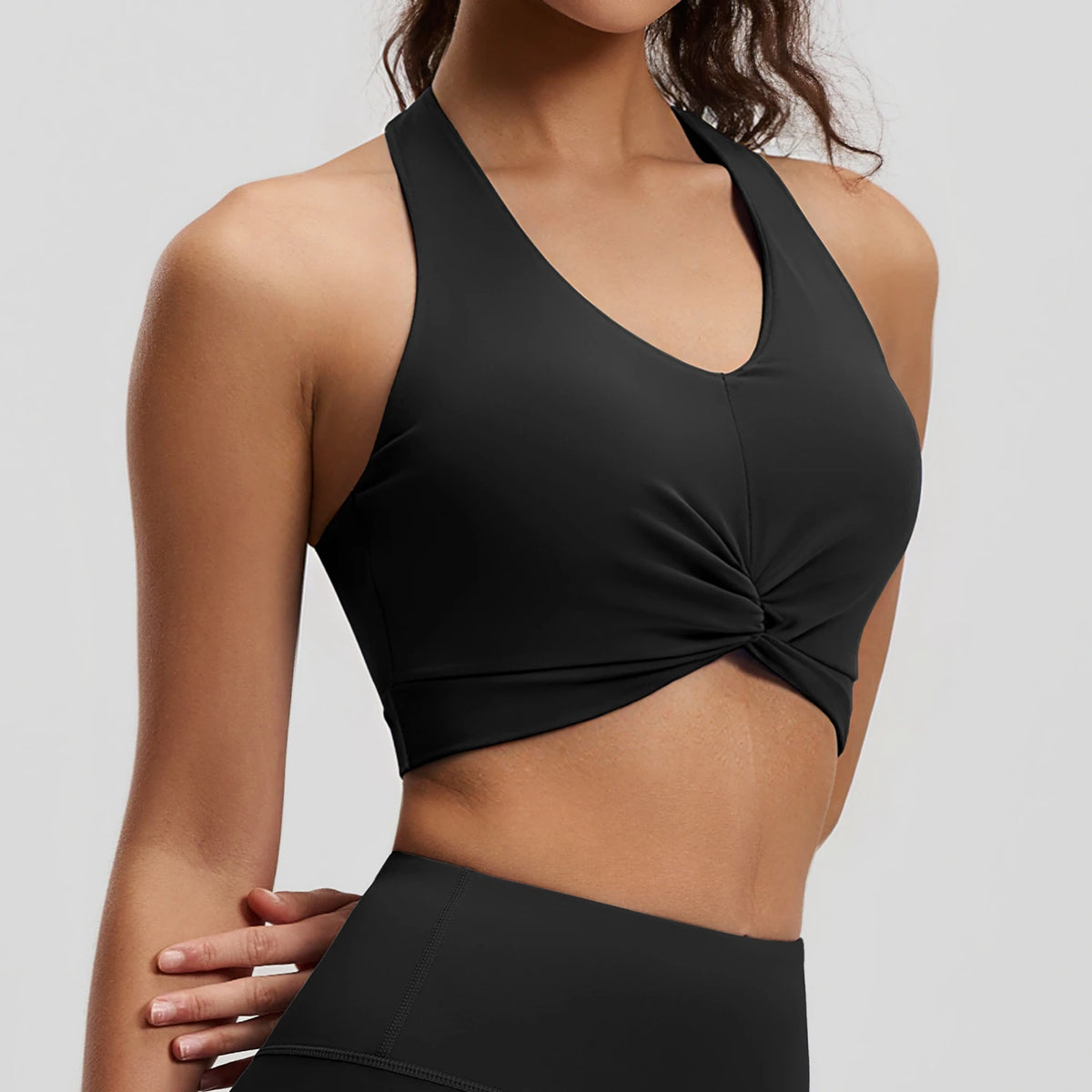 2026 New Halter Back Sports Bra Double-sided Fabric High Stretch Breathable Removable Pads Yoga Tank Top for Fitness Pilates
