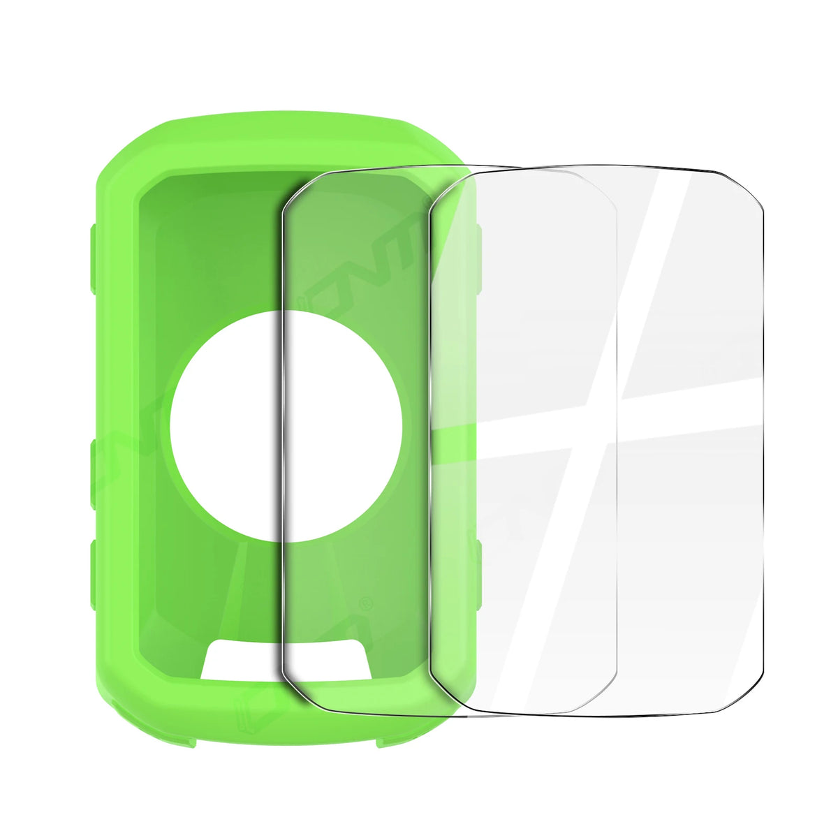 2-in-1 Kit: Silicone Case & 2 Tempered Glass for Garmin Edge 550/850 GPS Bike Computer, Protective Cover + Dual Screen Guards