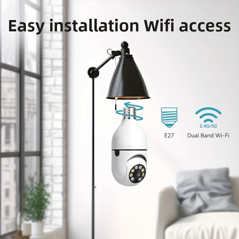 Ease Life App 5G/2.4G WiFi,4MP,IP54,E27 Light Bulb Security Camera Indoor Outdoor Wireless  Color Night Vision Motion Detection
