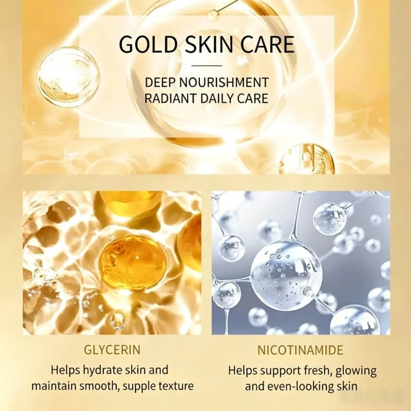 Face Serum Nicotinamide 30ml Hydrating Skin Care 24K Gold Smoothing Texture Daily Gentle Luminous Complexion Dewy Glow Nourish