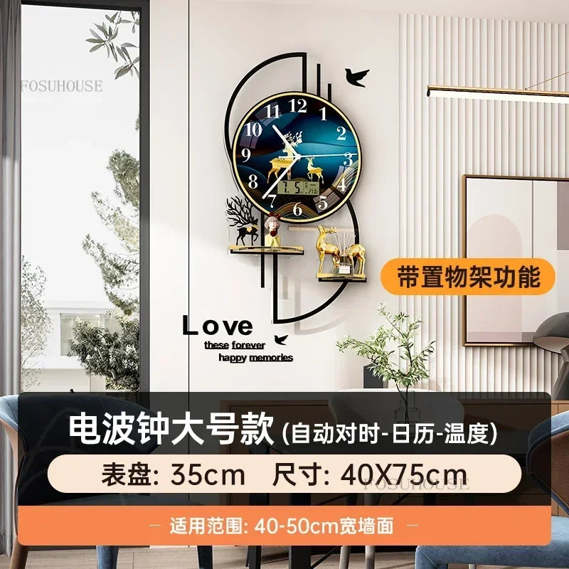 Light Luxury Wall Clocks Creative Home Decor Nordic Simple Living Room Home Wall Clock Luxury Designer Smart Models with Lights