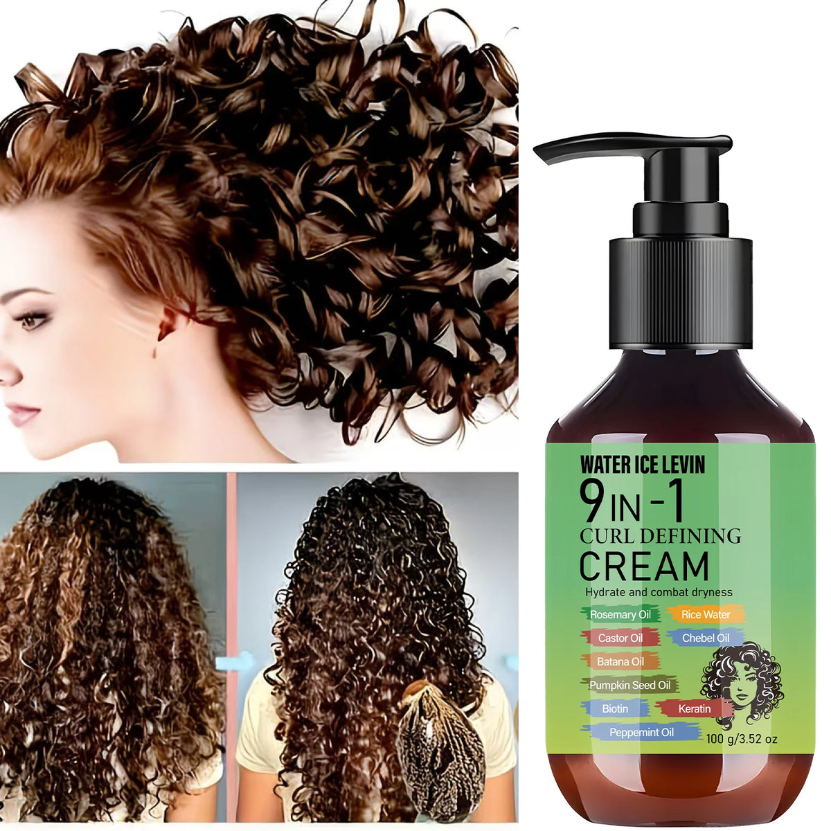 Curl Defining Cream with Rosemary & Castor Oil, Biotin & Keratin for Smooth Hydrated Curls