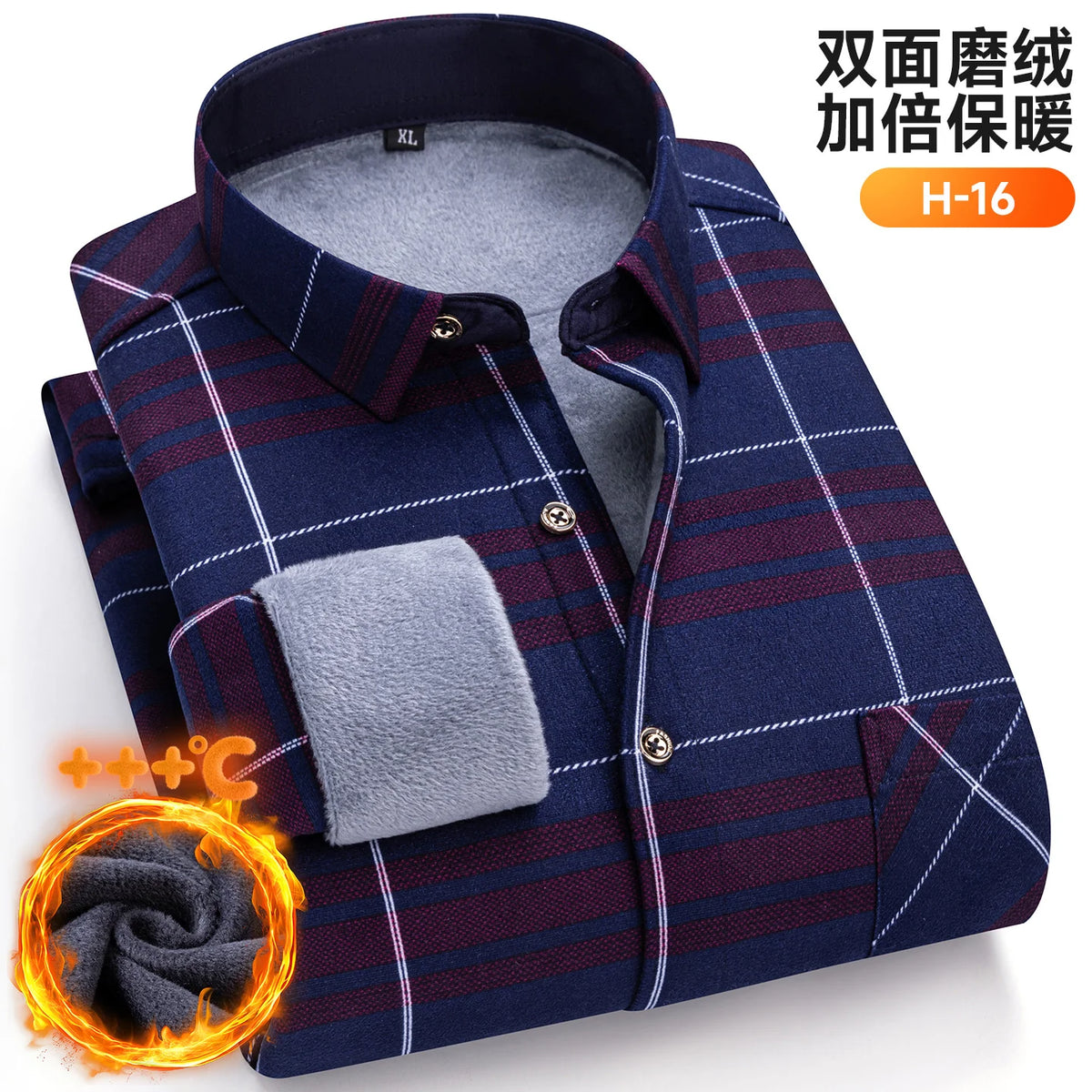 Autumn Winter New Fleece Plaid Shirt For Men Business Thickened Warm Double-sided Fleece Casual Non-ironing Fashion Check Shirts