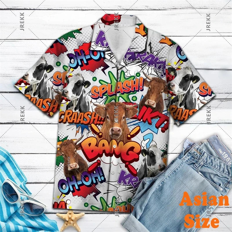 DJ Music Party Neon Print Hawaii Shirt Men's Clothing Cool Guitar Streetwear Shirts Bar Personality Trend Button Blouse 2025