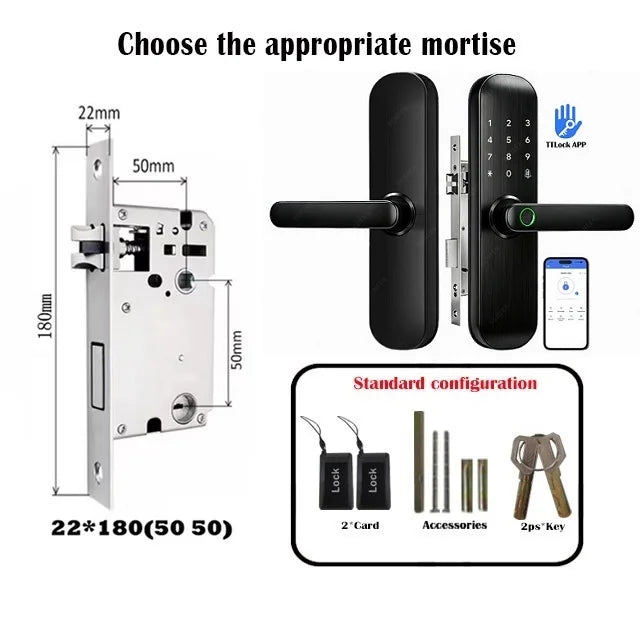 TTLock / Tuya WiFi Smart Fingerprint Door Lock Biometric Digital Lock with RFID Card Password for Hotel Home