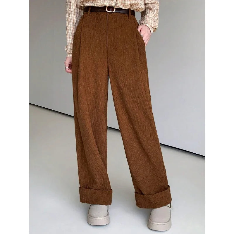 Loose and Lazy Elastic Waist Slimming Wide-leg Casual Pants, Trendy and Versatile Autumn Wide-leg Pants for Short Women