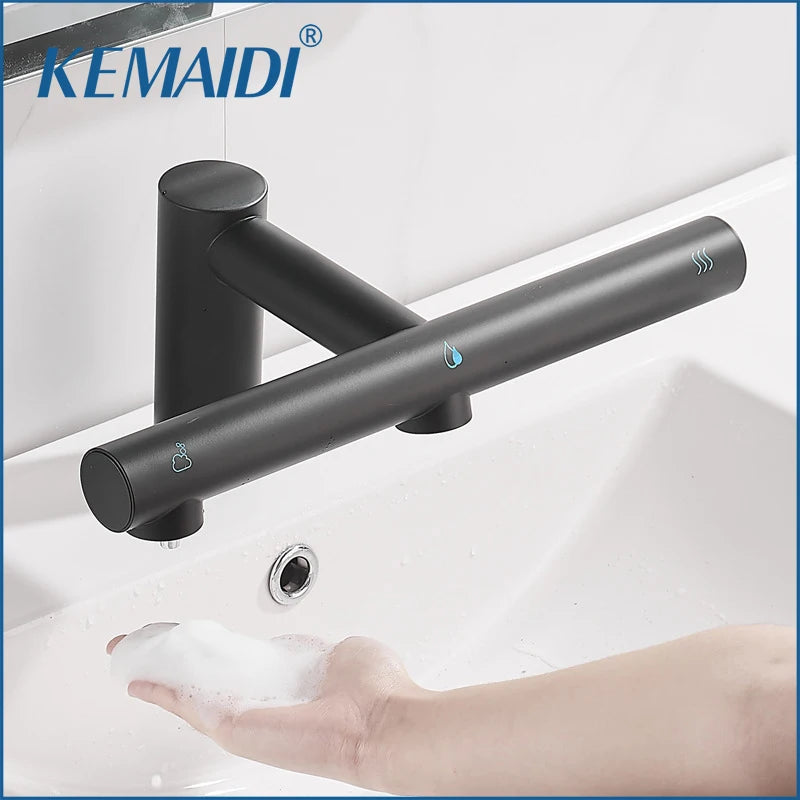 KEMAIDI Bathroom Faucets 3 in 1 Design Automatic Soap Dispenser Powerful Hand Washing Bathroom Hands Dryer Drying Machine Air