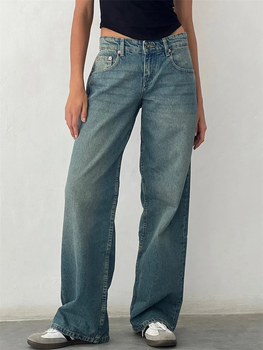 Women Wide Leg Jeans Casual High Waist Baggy Boyfriend Denim Pants Y2K Straight Streetwear Jeans Mom Jeans Trousers