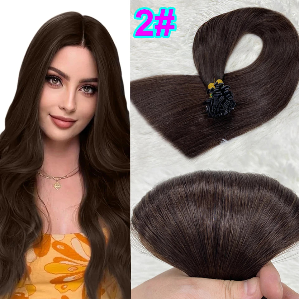 Remy Hair 1g/s 18-28 inch Real Remy Flat Tip Human Hair Extension Silky Straight Dark Brown Pre Bonded Keratin Fusion Hair