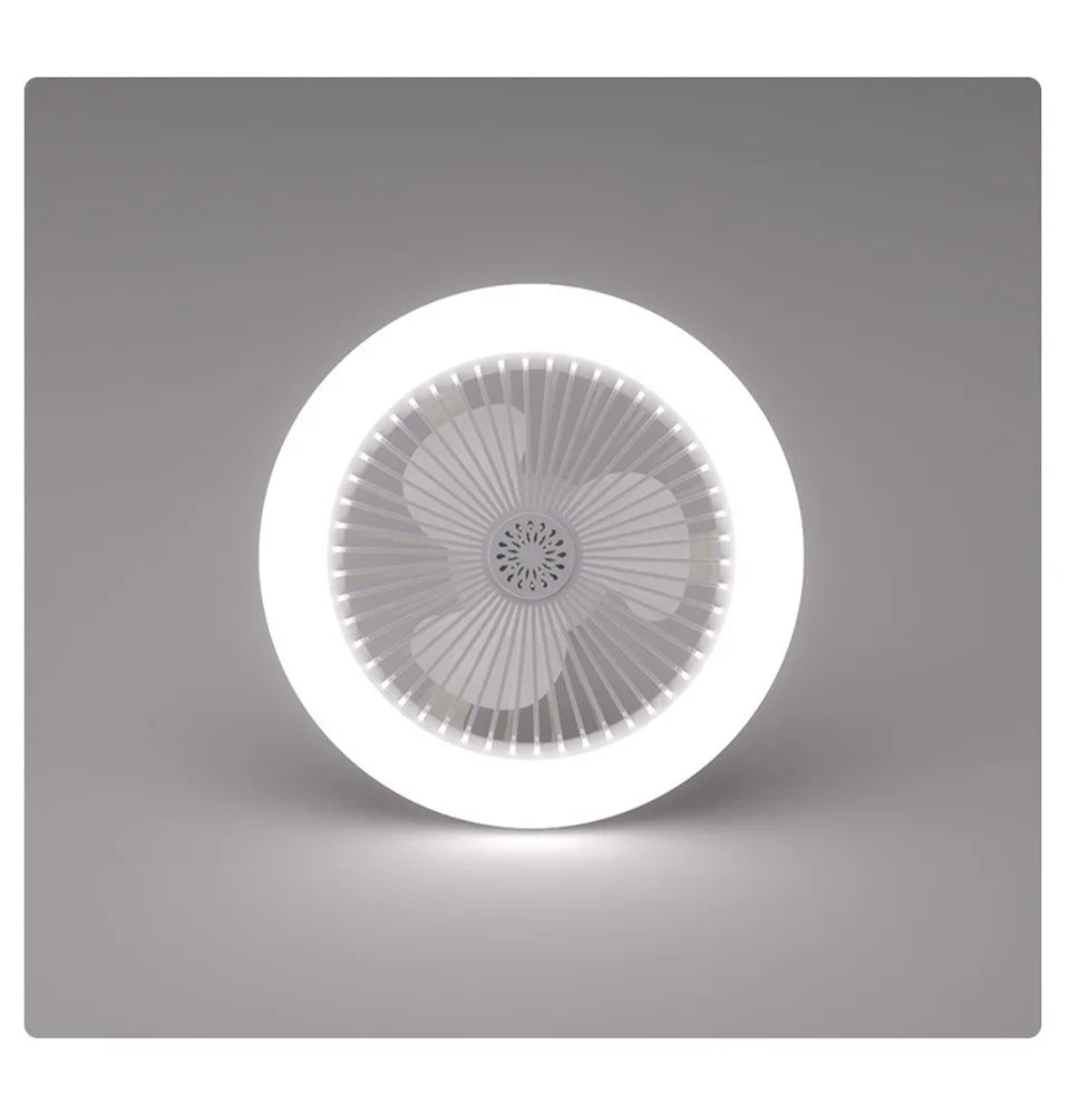 Energy-Saving Remote Control LED Ceiling Fan Lamp 85-265V for Living Room Bedroom Bottom Noise Mute E27 Base 2 In 1fans Light
