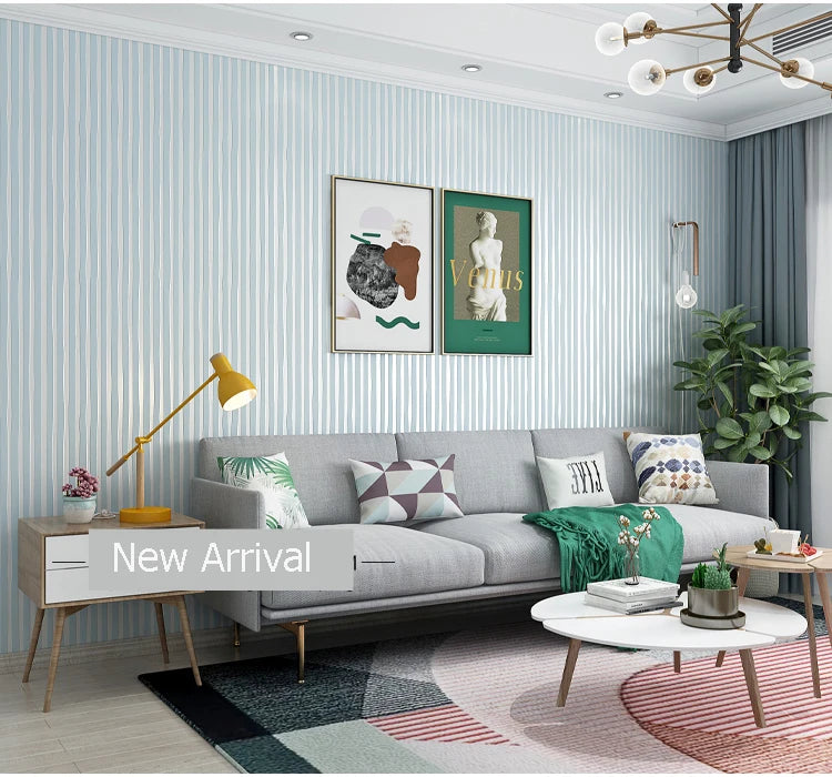Modern Vertical Stripe Wallpaper Pink Blue Striped Living Room Decor TV Wallpapers 3d Elegant Home Decoration Wall Papers