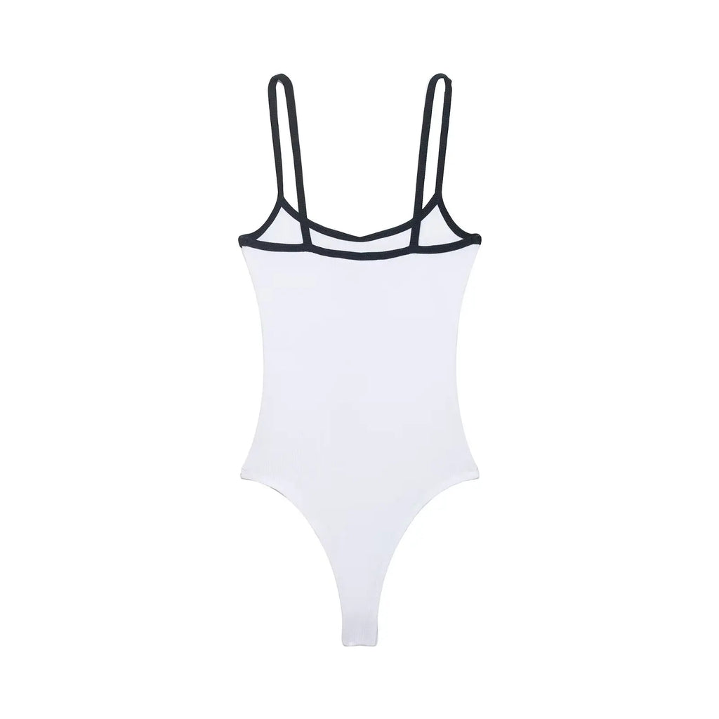 Women's Jumpsuit 2026 Summer New Cute Hot Girl Style Fashion Round Neck Color-Blocked Piping Straps Cotton Blend Fabric