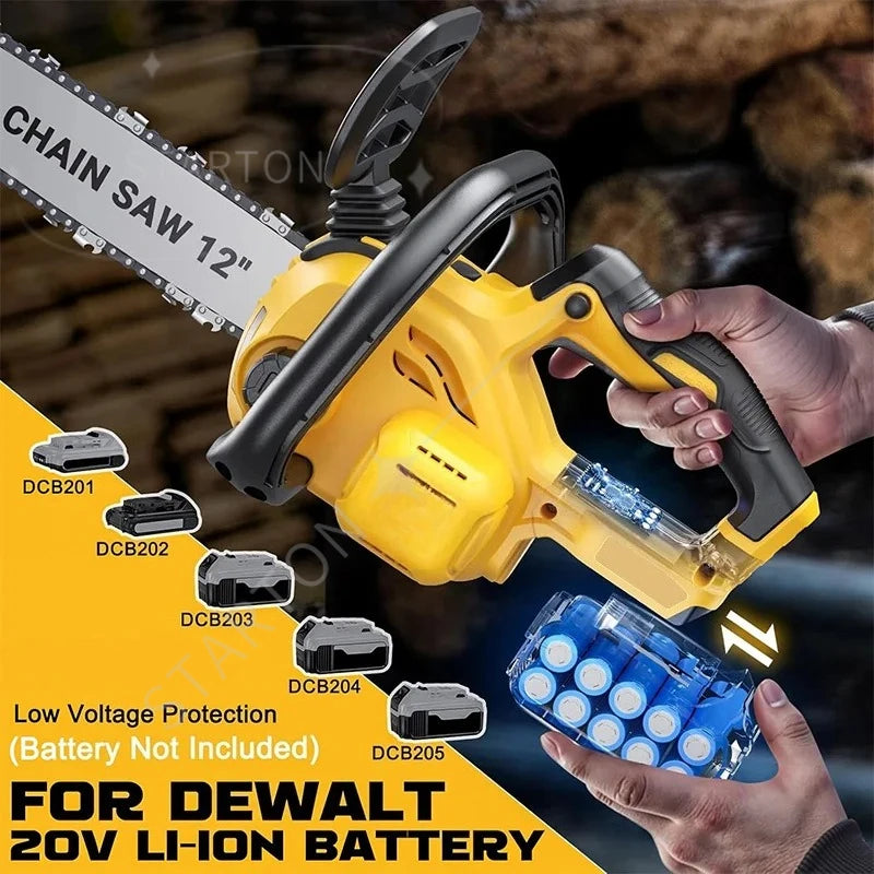 Cordless Battery Saw Portable Garden Woodworking Power Tool For  20V Battery Pin 1200W 12 Inch Brushless Electric ChainSaw