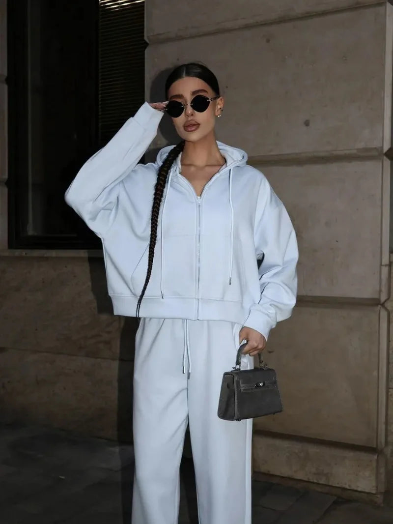 Fashion 2 Piece Sets Women Outfit Autumn Clothing Women 2026 Zip Hooded Sweatshirt Top and Pants Suit Casual Tracksuit Woman Set