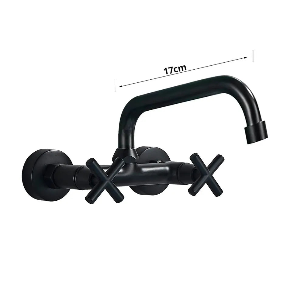 Black Kitchen Faucet Hot And Cold Water MixerFaucets Wall Mounted Tap Vessel Sink Mixer Tap Swivel Spouts Basin Mixer Tap Crane
