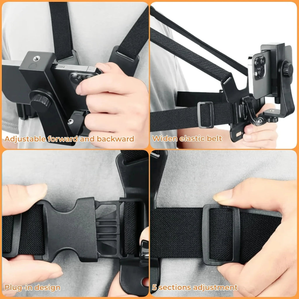 Adjustable Chest Mount for Action Cameras And Mobile Phones - Durable Auxiliary Shooting Tool for Sports And Outdoor Activities