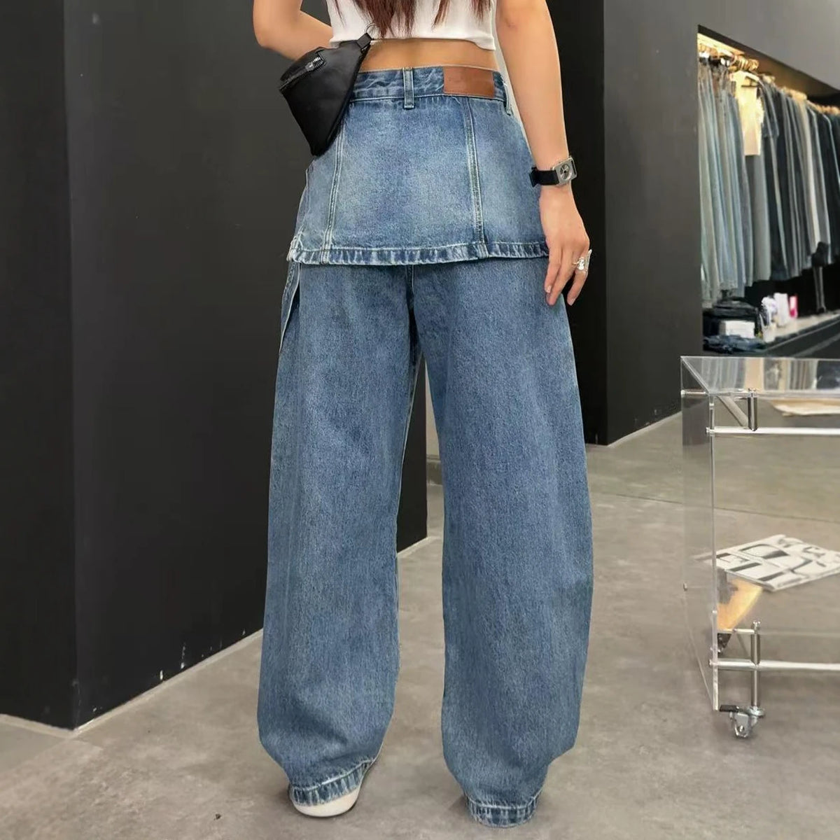 Women Jeans Autumn 2025 New Fashion jeans Pocket patchwork asymmetry Design Long Trousers Women's Clothing Cotton thin pants