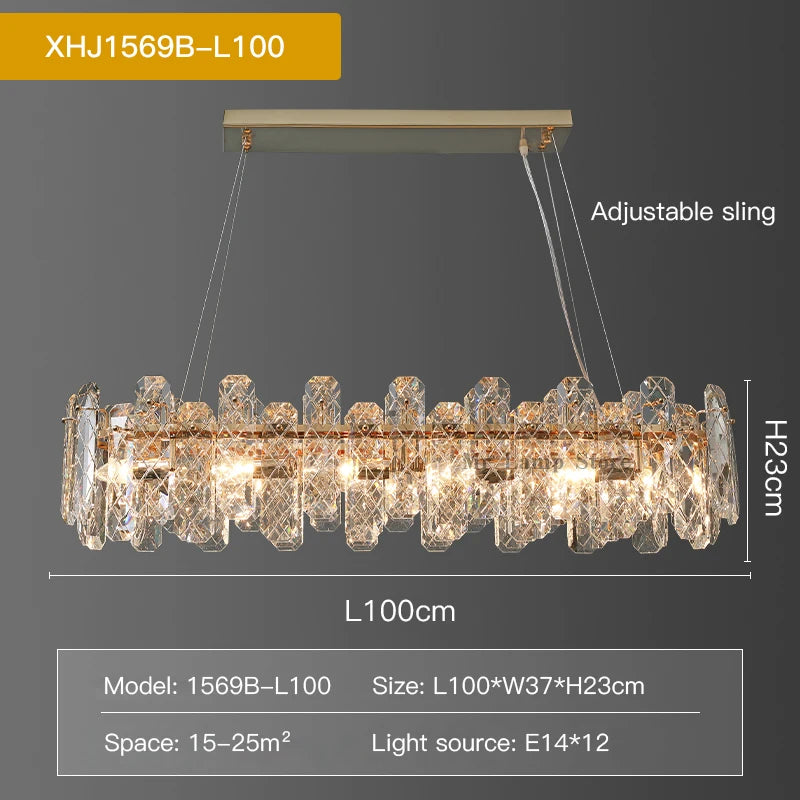 Postmodern Light Luxury LED Crystal Chandelier Atmosphere Dining Room High-end Home Bedroom Kitchen Living Room Pendant Lights