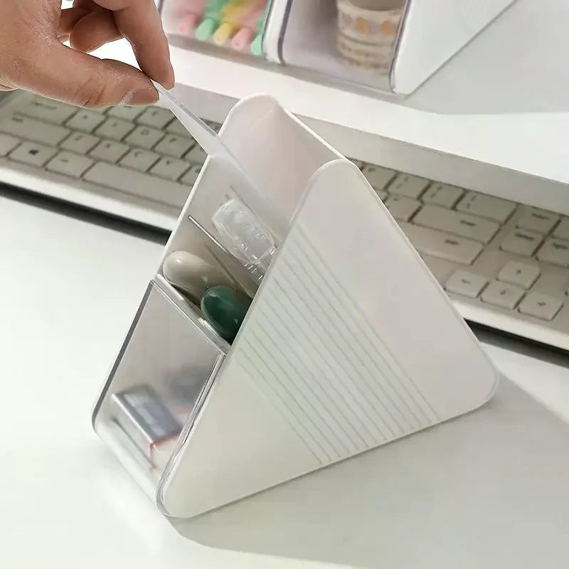 Multi-Compartment Clear Slots Organizer for Home Office, School Study Desk Use, Keeping Writing Instruments Neatly Arranged