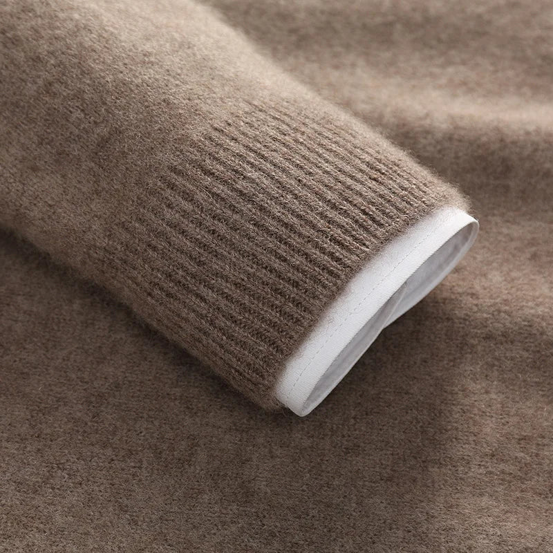 Autumn/Winter Men's 100% Cashmere Pullover Business Casual Solid Knitted Sweater Loose Half High Neck Tops Thick Warm Jumper
