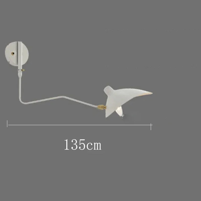 French Design Wall Sconce Lamp Long Arm Led Light with Angle Adjustable for Living Room Bedroom