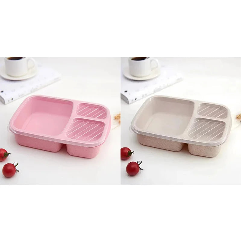 1-3pc Straw Lunch Box Portable Bento Box With Compartment Picnic Bento Box Fruit Container Microwave Oven Dinnerware for Student