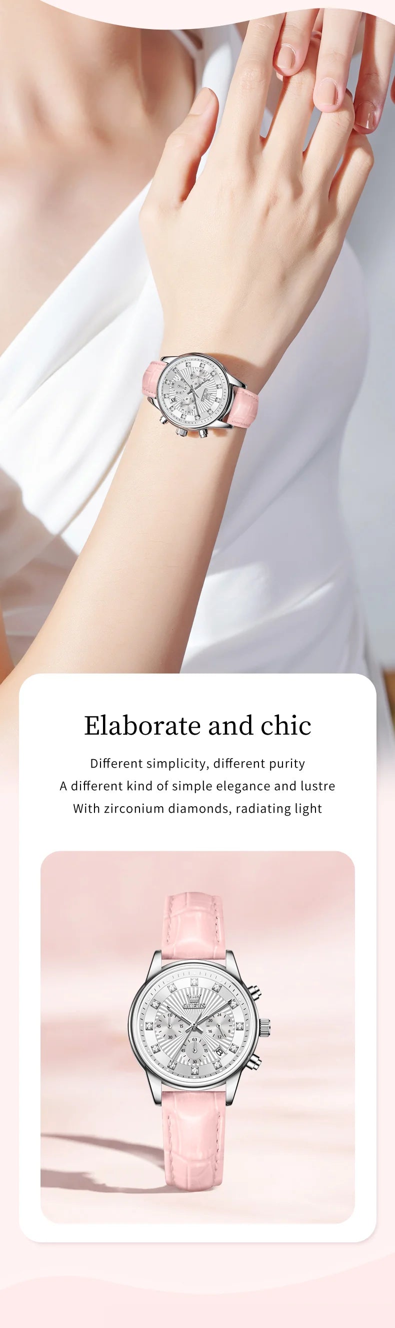 OLEVS 3669 Womens Watch Fashion Brand Waterproof Luminous Multifunctional Chronograph Quartz Watch Date Ladies Watches With Box