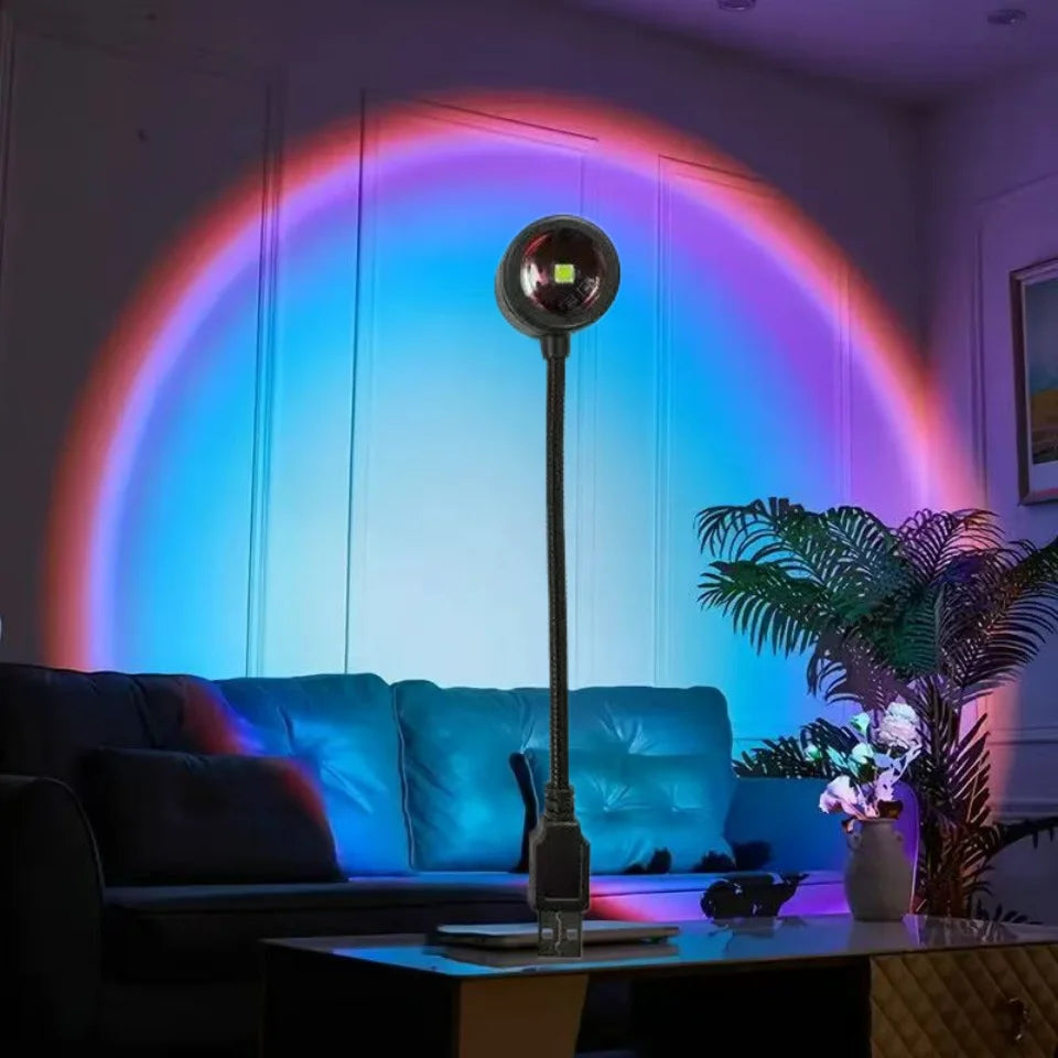 LED Rainbow Sunset Projection Lamp Atmosphere Night Light Photography Fill Light Artifact Creative Room Decoration Gift